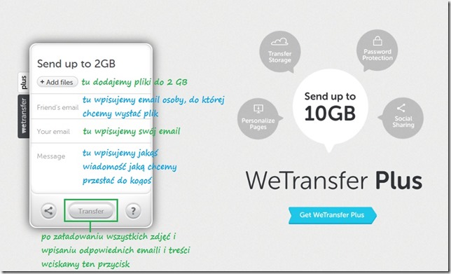 Przesyłanie plików do 2 GB za jednym razem za pomocą WeTransfer